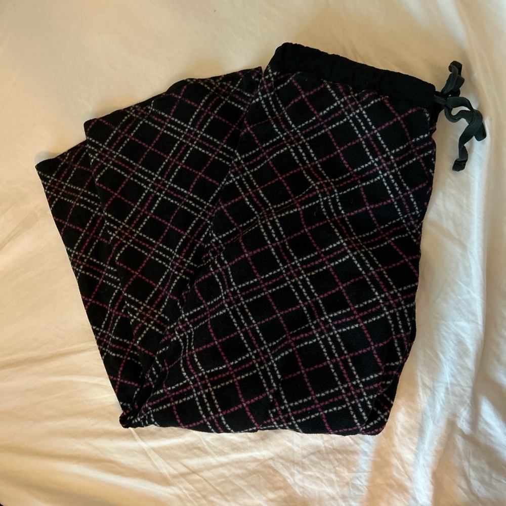Plaid Lounge Pants in Black and Pink